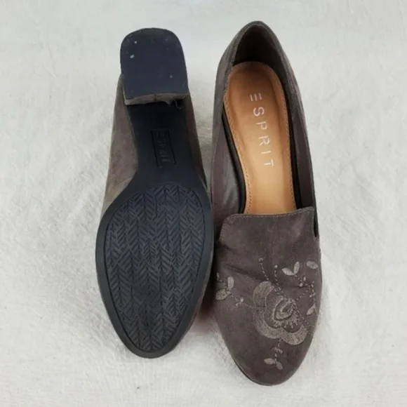 Spirit Linda grey embroidery chunky heel shoes - Picture 6 of 8